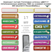 Комплект патчей Групповая аптечка ЦВЕТ17 (прорезиненные шевроны ПВХ на клеевой основе) SM GrupApt-17razn-9025glu