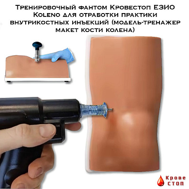 Тренировочный фантом Кровестоп ЕЗИО Koleno для отработки практики внутрикостных инъекций (модель-тренажер макет кости колена)